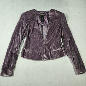 London Jean Blazer Womens Sz 4 Velvet Jacket Purple Whimsigoth Career Whimsical